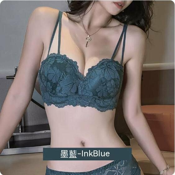 新款無鋼圈上薄下厚胸圍內衣（墨藍色）【尺碼：70B】
