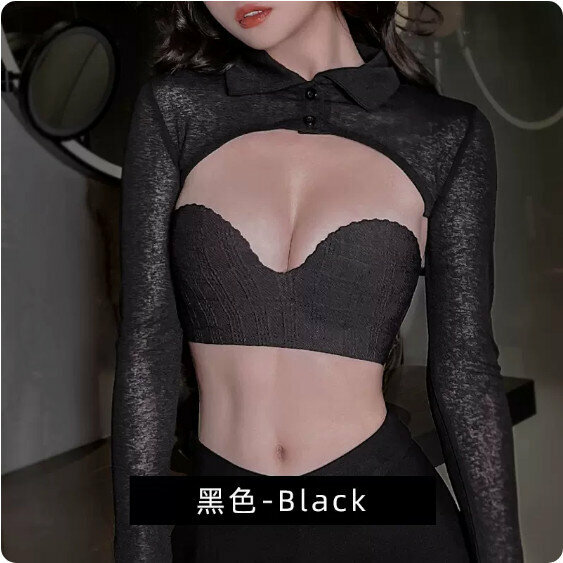 新款夏季薄款無鋼圈無肩帶胸圍內衣（黑色）【尺碼：85A】