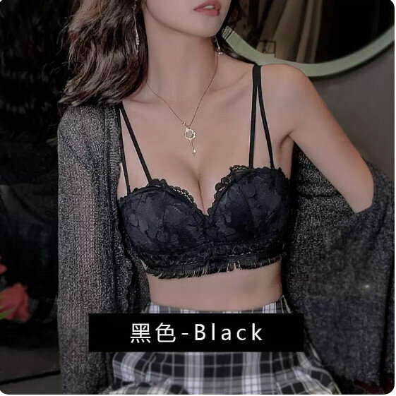 新款流蘇款聚攏胸圍內衣（黑色）【尺碼：34/75A】