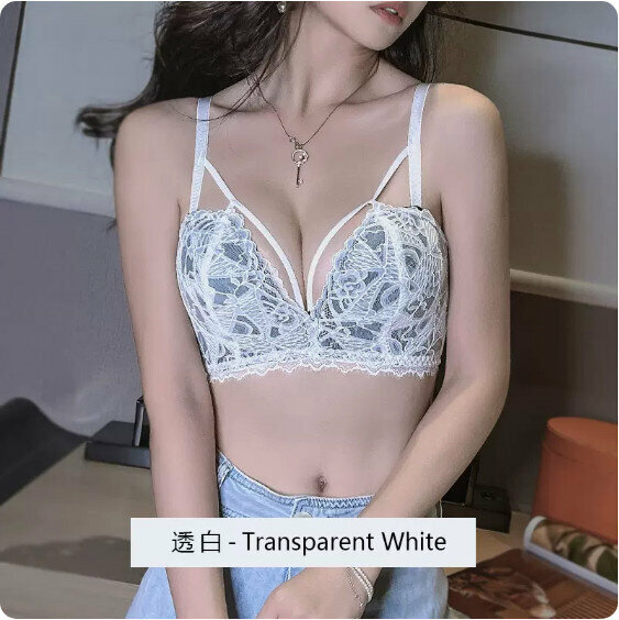 新款聚攏無鋼圈胸圍內衣（透色白）【尺碼：32/70B】