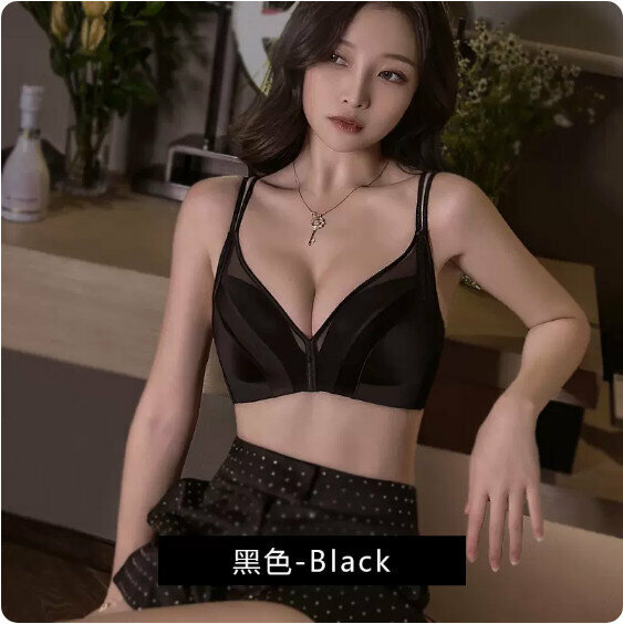 新款緞光面薄款胸圍內衣（黑色）【尺碼：80 ABC通杯】