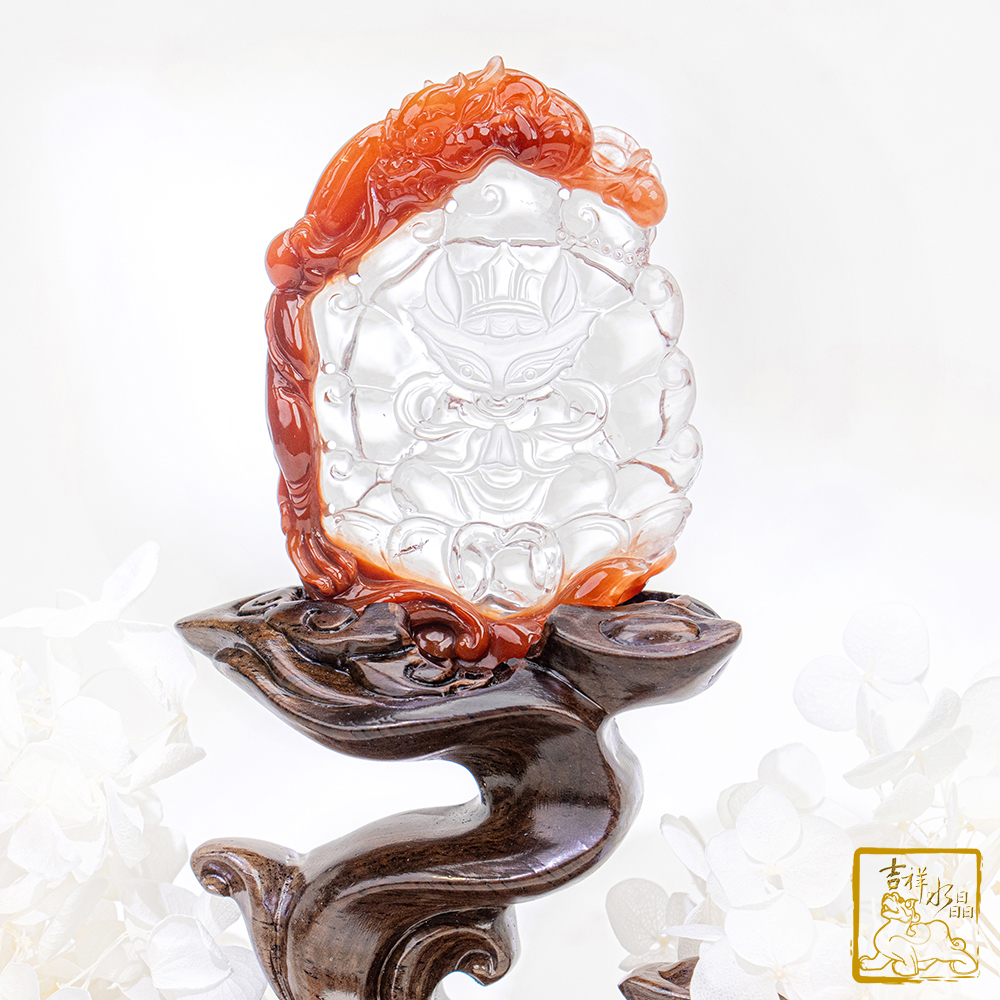 紅兔毛九尾狐仙祥龍擺件 58g 吉祥如意