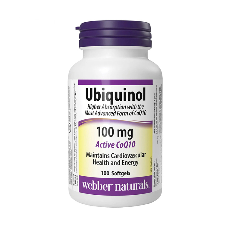 Webber Naturals Ubiquinol  CoQ10 100 mg., 100 Softgels [EXP：08/2029]