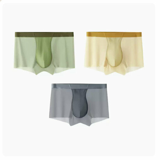 Hot recommendation [3-pack] Ice silk pure cotton crotch boxer shorts [fruit green + lemon yellow + dark gray] (L-5XL size) (please contact customer service to confirm the delivery size after placing the order)