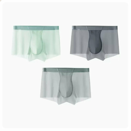 Hot recommendation [3-pack] Ice silk pure cotton crotch boxer shorts and underwear [cyan + dark gray + light gray] (L-5XL size) (please contact customer service to confirm the delivery size after placing the order)