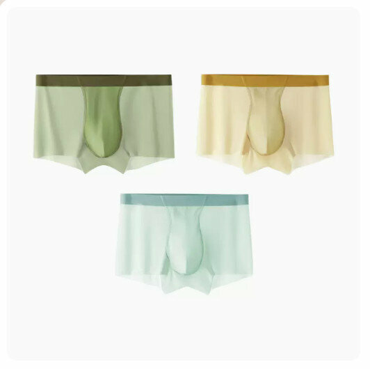 Hot recommendation [3 pack] Ice silk pure cotton crotch boxer briefs [fruit green + lemon yellow + cyan blue] (L-5XL size) (please contact customer service to confirm the delivery size after placing the order)