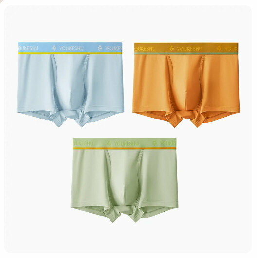Hot recommendation [3 pieces] Modal Antibacterial Seamless Boxer Briefs [Serenity Blue + Vibrant Orange + Fruity Gray Green] (L-5XL size) (Please contact customer service to confirm the delivery size after placing the order)