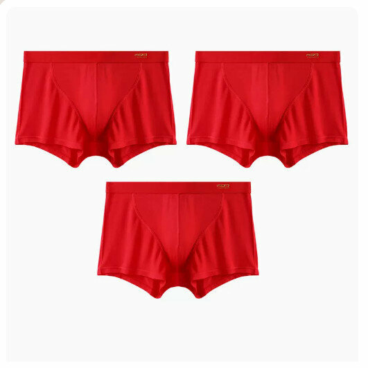Hot recommendation [3 pieces] pure cotton crotch boxer briefs [big red + bright red + bright red] (L-3XL size) (please contact customer service to confirm the delivery size after placing the order)
