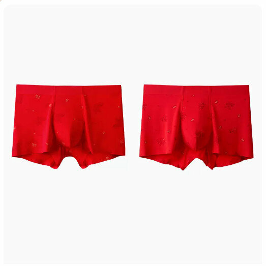 Hot Recommendation [2 Pairs] Pure Cotton Crotch Boxer Briefs [Good Luck Koi + Lucky Fortune] (L-3XL size) (please contact customer service to confirm the delivery size after placing the order)