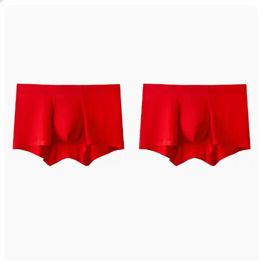 Hot recommendation [2 pieces] pure cotton crotch boxer briefs [Chinese Red + Chinese Red] (L-3XL size) (please contact customer service to confirm the delivery size after placing the order)