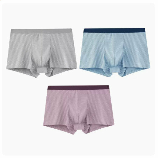 Hot recommendation [3 pieces] pure cotton antibacterial crotch boxer briefs [light gray + fog blue + bean paste] (L-3XL size) (please contact customer service to confirm the delivery size after placing the order)