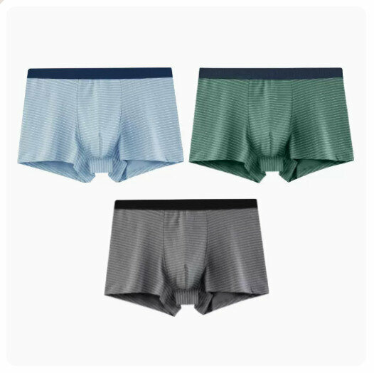 Hot recommendation [3 pieces] pure cotton antibacterial crotch boxer briefs [fog blue + forest green + carbon gray] (L-3XL size) (please contact customer service to confirm the delivery size after placing the order)