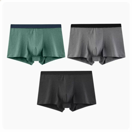 Hot recommendation [3 pieces] pure cotton antibacterial crotch boxer briefs [forest green + carbon gray + black] (L-3XL size) (please contact customer service to confirm the delivery size after placing the order)