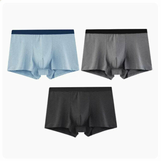 Hot recommendation [3 pieces] pure cotton antibacterial crotch boxer briefs [fog blue + carbon gray + black] (L-3XL size) (please contact customer service to confirm the delivery size after placing the order)