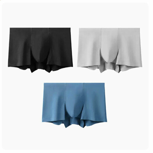 Hot recommendation [3 pieces] Modal antibacterial seamless boxer briefs [black + light gray + blue] (L-3XL size) (please contact customer service to confirm the delivery size after placing the order)