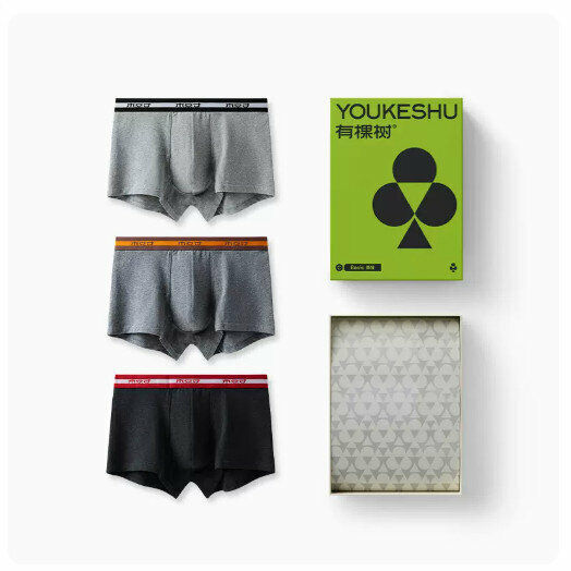 Hot recommendation [3 pieces] pure cotton crotch breathable boxer briefs [black red + dark gray coffee + medium gray black] (L-3XL size) (please contact customer service to confirm the delivery size after placing the order)
