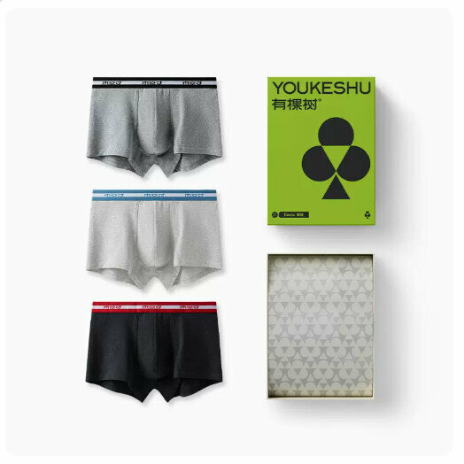 Hot recommendation [3 pieces] pure cotton crotch breathable boxer briefs [black red + medium gray black + light gray blue] (L-3XL size) (please contact customer service to confirm the delivery size after placing the order)
