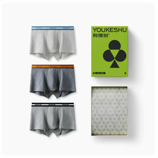 Hot recommendation [3 pieces] pure cotton crotch breathable boxer briefs [dark gray coffee + medium gray black + light gray blue] (L-3XL size) (please contact customer service to confirm the delivery size after placing the order)