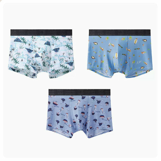 Hot recommendation [3 pieces] Ice silk antibacterial crotch boxer briefs [vacation time + naughty boy + sailing era] (L-3XL size) (please contact customer service to confirm the delivery size after placing the order)