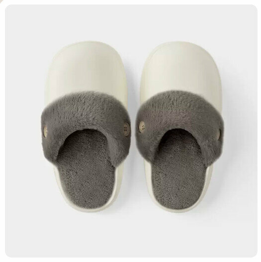 Hot recommended cotton slippers [white [grey velvet]] (size 40-45) (please contact customer service to confirm the delivery size after placing the order)