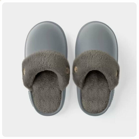 Hot recommended cotton slippers [grey [grey velvet]] (size 40-45) (please contact customer service to confirm the delivery size after placing the order)