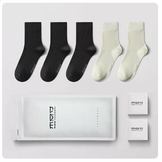Hot recommendation (5 pairs) pure cotton anti-odor, sweat-absorbent and antibacterial socks [medium tube A] black + black + black + white + white] (38-41 yards/42-46 yards) (please contact customer service to confirm the delivery size after placing the order)