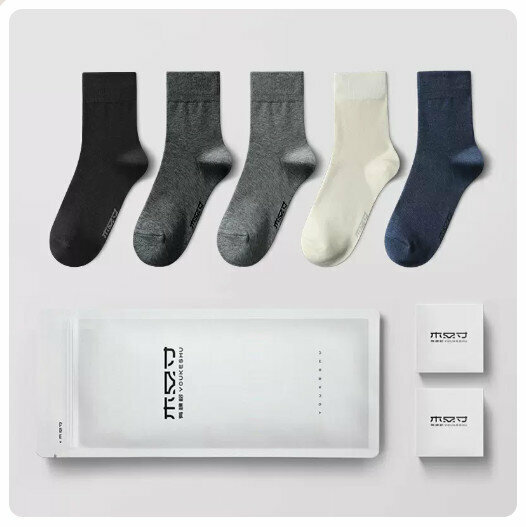 Hot recommendation (5 pairs) pure cotton anti-odor, sweat-absorbent and antibacterial socks [medium tube A] black + dark gray + medium gray + white + denim blue] (38-41 yards/42-46 yards) (please contact customer service to confirm after placing the order) goods size)