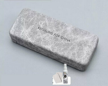 Hot recommended high-end portable anti-stress glasses case (specifications: Wenluan-temperament gray [free cleaner + glasses cloth])