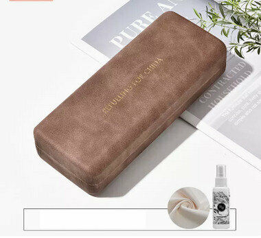 Hot recommended high-end portable anti-stress glasses case (Specification: Quiet-Mocha Brown [Free Cleaner + Glasses Cloth])