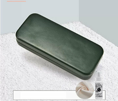 Hot recommended high-end portable anti-pressure glasses case (specifications: glossy-dark green [free cleaner + glasses cloth])