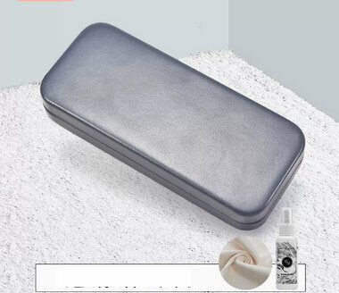 Hot recommended high-end portable anti-pressure glasses case (specifications: glossy - haze blue [free cleaner + glasses cloth])