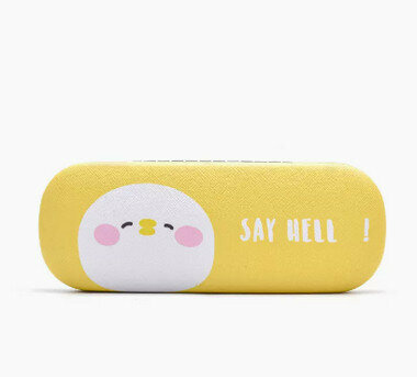Hot recommended portable glasses case (Specifications: yellow bottom small white chicken [comes with lens cloth])
