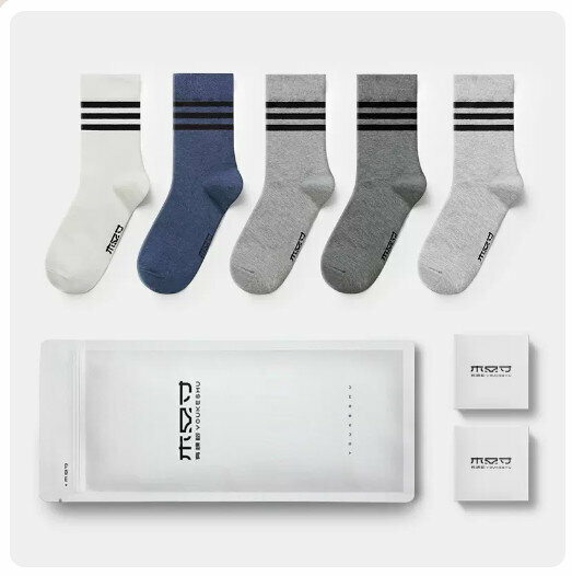 Hot recommendation (5 pairs) anti-odor and sweat-absorbent mid-calf socks [white + denim blue + medium gray + dark gray + light gray] (small size: 38-41 yards / large size: 42-46 yards) (please contact customer service after placing an order Confirm delivery size)