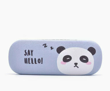Hot recommended portable glasses case (specifications: gray bottom giant panda [free cleaner + lens cloth])
