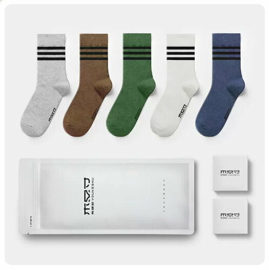 Hot recommendation (5 pairs) anti-odor and sweat-absorbent mid-calf socks [light gray + brown + avocado green + white + denim blue] (small size: 38-41 size / large size: 42-46 size) (please contact customer service for confirmation after placing the order) Shipping size)