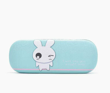 Hot recommended portable glasses case (specifications: blue background winking rabbit [comes with lens cloth])