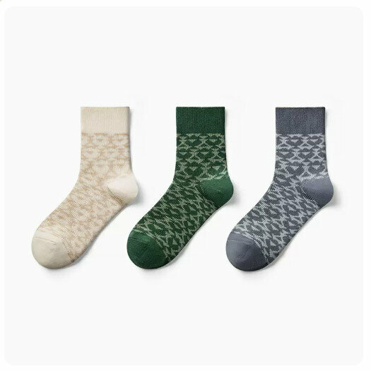 Hot recommendation (3 pairs) breathable sports sweat-absorbent stockings [foggy rice + tea green + gray purple] (one size fits all: suitable for sizes 39-45.5)