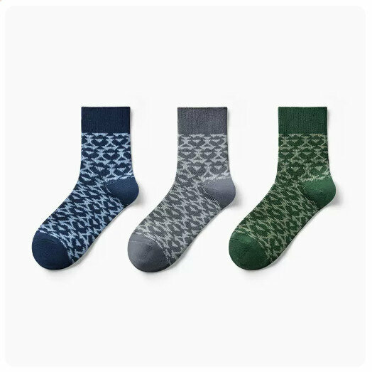 Hot recommendation (3 pairs) breathable sports sweat-absorbent stockings [blue + gray purple + tea green] (one size fits all: suitable for sizes 39-45.5)