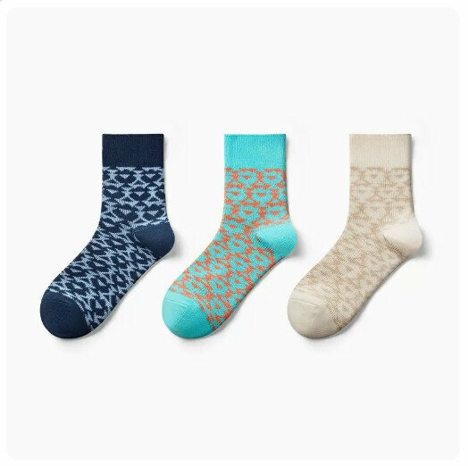 Hot recommendation (3 pairs) breathable sports sweat-absorbent stockings [blue + light blue + matte rice] (one size fits all: suitable for sizes 39-45.5)
