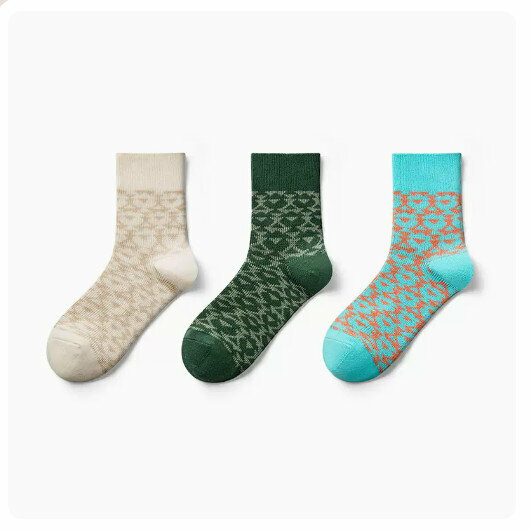 Hot recommendation (3 pairs) breathable sports sweat-absorbent stockings [foggy rice + tea green + light blue] (one size fits all: suitable for sizes 39-45.5)