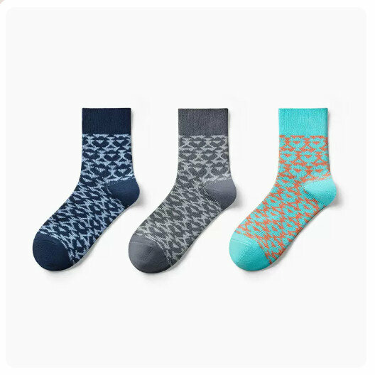 Hot recommendation (3 pairs) breathable sports sweat-absorbent stockings [blue + gray purple + light blue] (one size fits all: suitable for sizes 39-45.5)