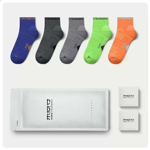 Hot recommendation (5 pairs) pure cotton anti-odor, sweat-absorbent and breathable sports socks [blue + orange + green + medium gray + dark gray] (small size: 38-41 size / large size: 42-46 size) (please contact after placing the order Customer service confirms shipping size)