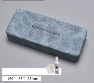 Hot recommended storage glasses case (specifications: haze blue [lens cloth + cleaning fluid included])