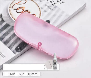 Hot recommended storage glasses case (specifications: transparent powder [lens cloth + cleaning fluid])