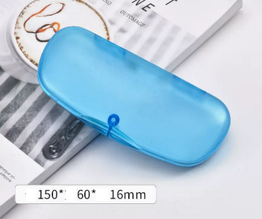 Hot recommended storage glasses case (specifications: transparent blue [glass cloth included])