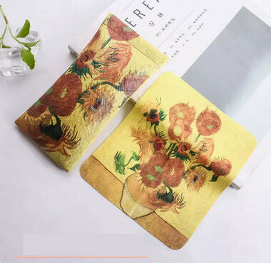 Popular oil painting glasses case (specification: sunflower 2-piece set)