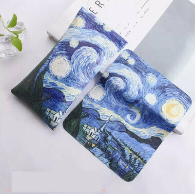 Hotly recommended oil painting glasses case (specification: Starry Moon Night 2-piece set)