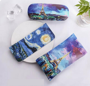 Popular oil painting glasses case (specification: Eiffel Tower 3-piece set)
