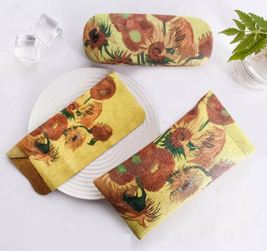 Popular oil painting glasses case (specification: sunflower 3-piece set)