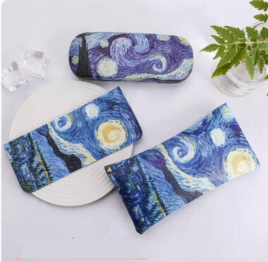 Popular oil painting glasses case (specification: Starry Moon Night 3-piece set)